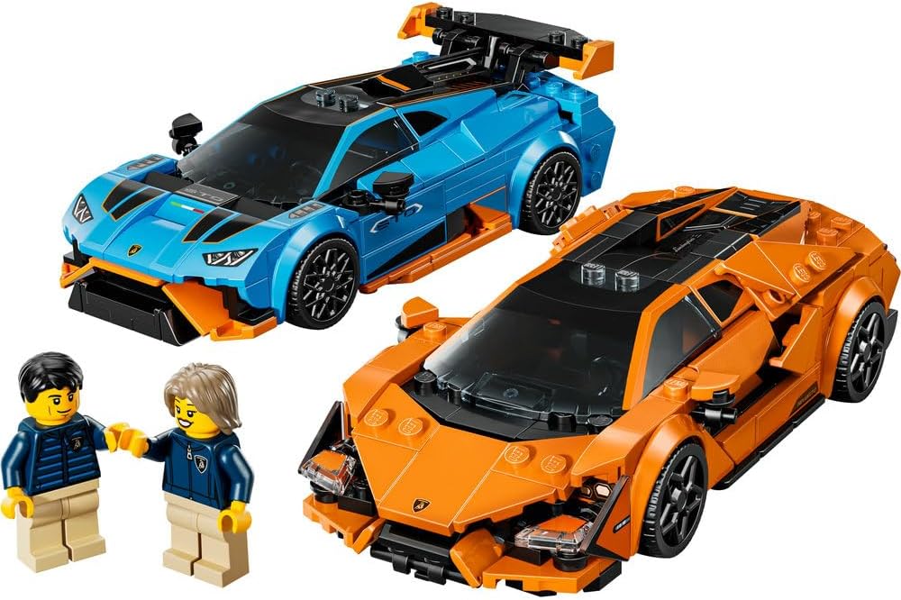 LEGO Speed Champions Lamborghini Revuelto & Huracán STO - Toy Race Cars Model Kit incl. 2 Driver Minifigures - Ramadan Gift for 10+ Year Old Boys - 77238