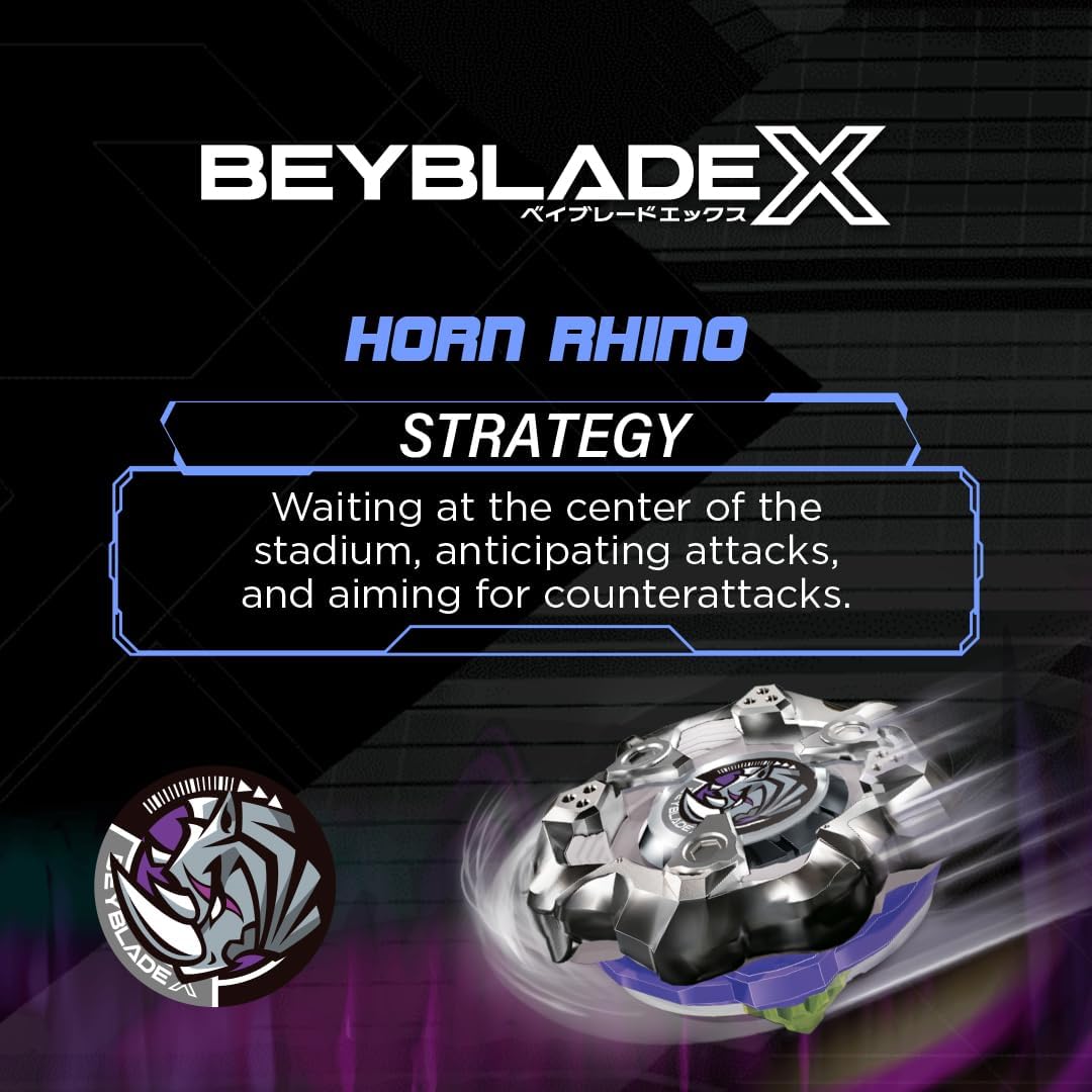 Takara Tomy Beyblade X Horn Rhino 3-80S Booster Pack Set, Balance Type Top with Customizable Parts, Bey Toy for 8+ Year Old Boys and Girls, Spinning Toys, Battle Tops