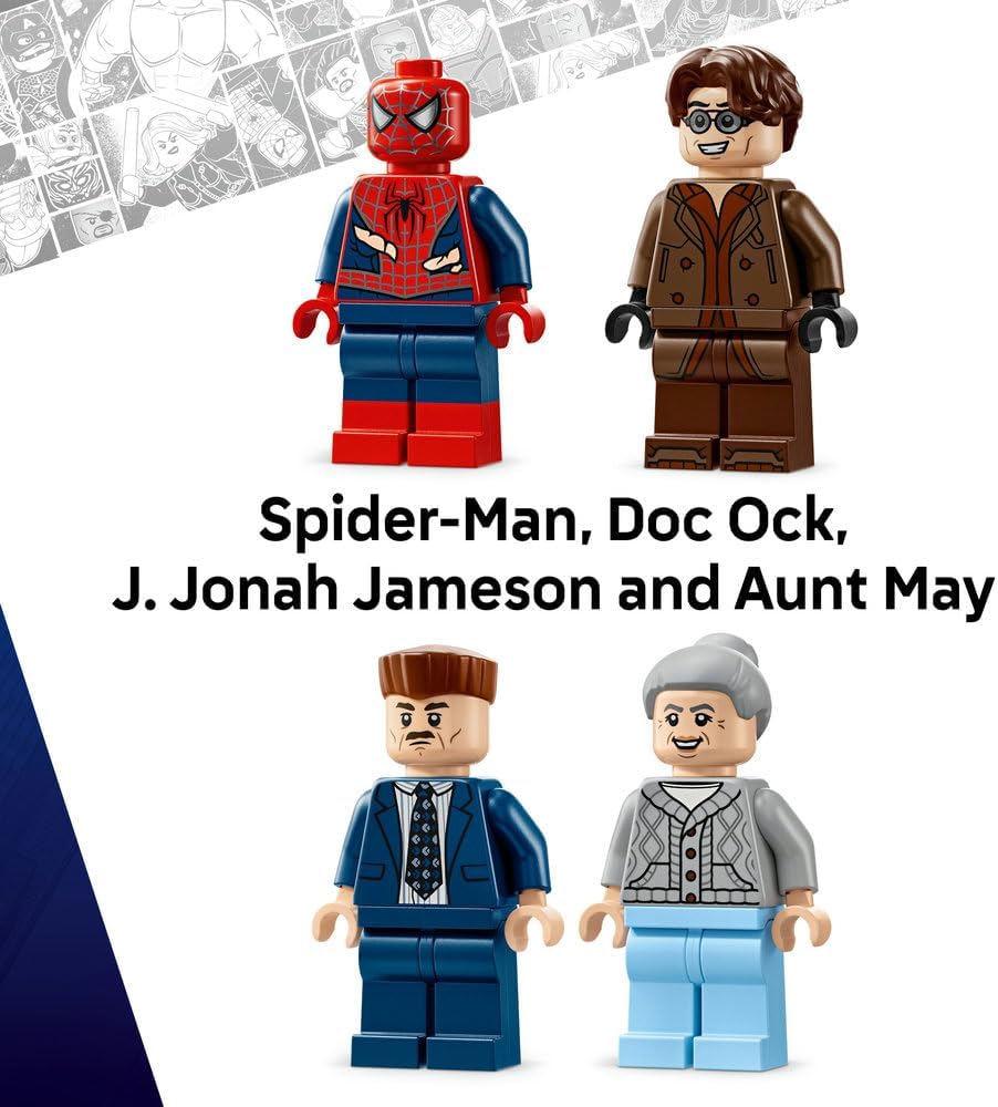 LEGO ǀ Marvel Spider-Man vs. Doc Ock Subway Train Scene - Play & Display Toy with 4 Minifigures - Collectible Super Hero Gift for 9+ Year Old Boys & Movie Fans - 76321