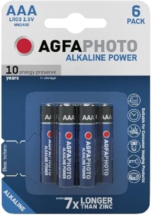 AGFAPHOTO Alkaline Long Lasting Power LR03 AAA Pack of 6 Batteries