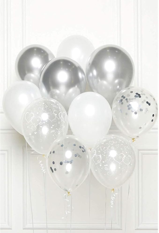 Amscan 9907426 Metallic Silver DIY Latex Balloon Kit
