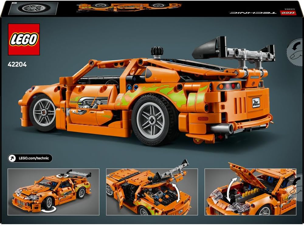 LEGO Technic Fast and Furious Toyota Supra MK4 Toy Car - 6 Cylinder Engine & Opening Doors - Model Kits for 9+ Years Old Boys & Girls or Adult Motorsport Fans - Ramadan Gift Idea - 42204