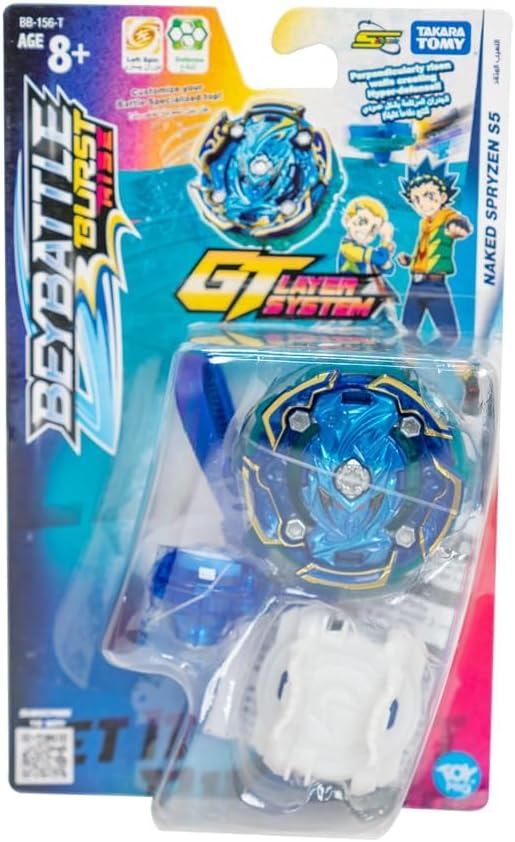 Takara Tomy Beyblade Burst S4 Naked Spryzen S5 Starter Set Left-Spin Defense Top with Launcher and Ripcord for Kids and Collectors Ages 8 and Up