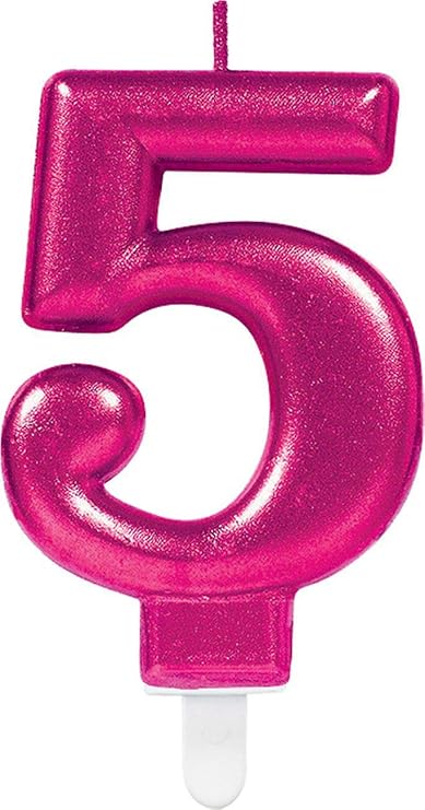 Amscan 9901787 Number Candle #5 Metallic Pink-1 Pc