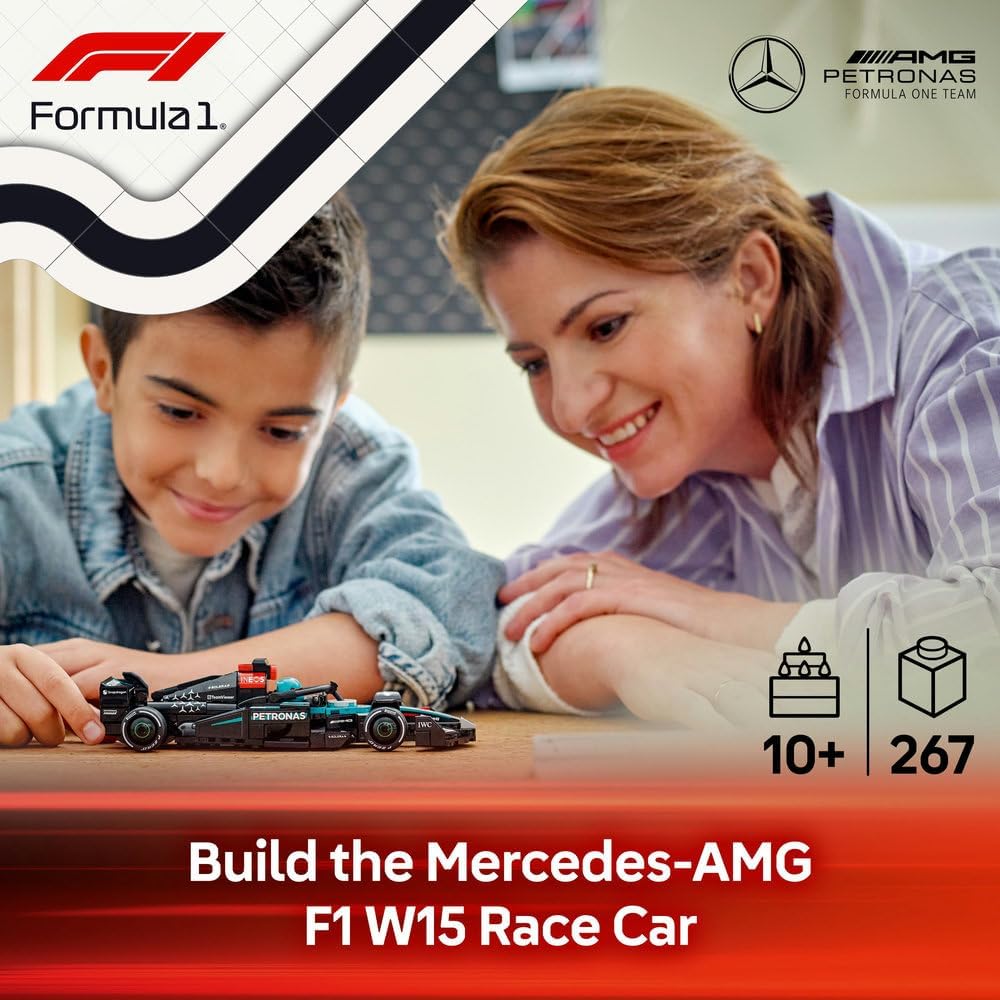 LEGO Speed Champions Mercedes-AMG F1 W15 Race Car Toy with a Collectible Formula 1 Driver Minifigure - Model Kits for 10+ Year Old Boys & Girls or Adult Motorsport Fans 77244