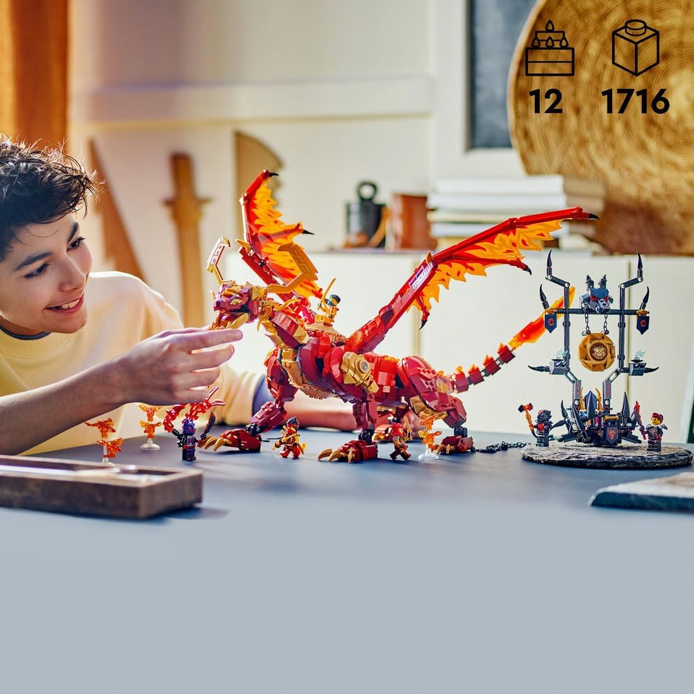 LEGO NINJAGO Source Dragon of Motion Figure Set, Ninja Adventure Toys for Boys & Girls, with 6 Minifigures Incl. Characters Kai & Arin, Dragons Rising Birthday Gift for kids & Teens aged 12 Plus 71822