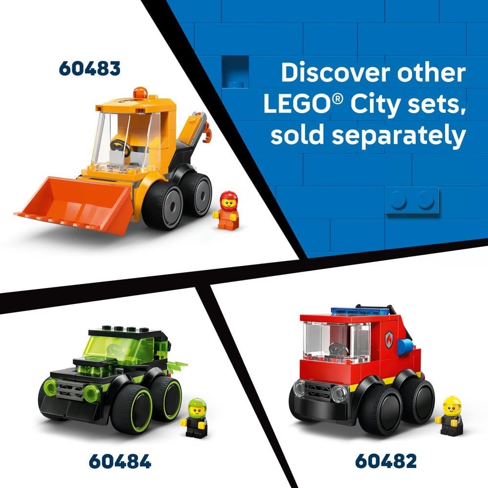 LEGO City Rides – Police Truck Toy - Emergency Vehicles Building Set w/a Police Officer Junior Minifigure - Party Bag Fillers - Small Collectible Gift for 5+ Year Old Boys - 60481