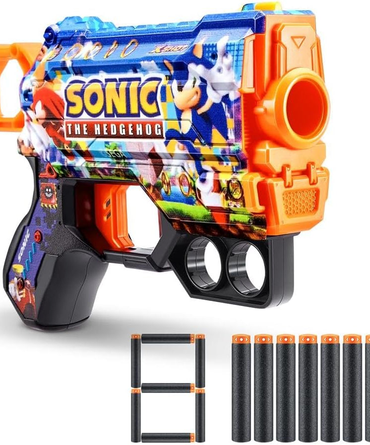 مسدس سهام كانديد إكس-شوت سكينز ميناس، تصميم سونيك القنفذ، 8 سهام إسفنجية، مدى 27 مترًا، متعدد الألوان، للأعمار من 18 شهرًا فأكثر