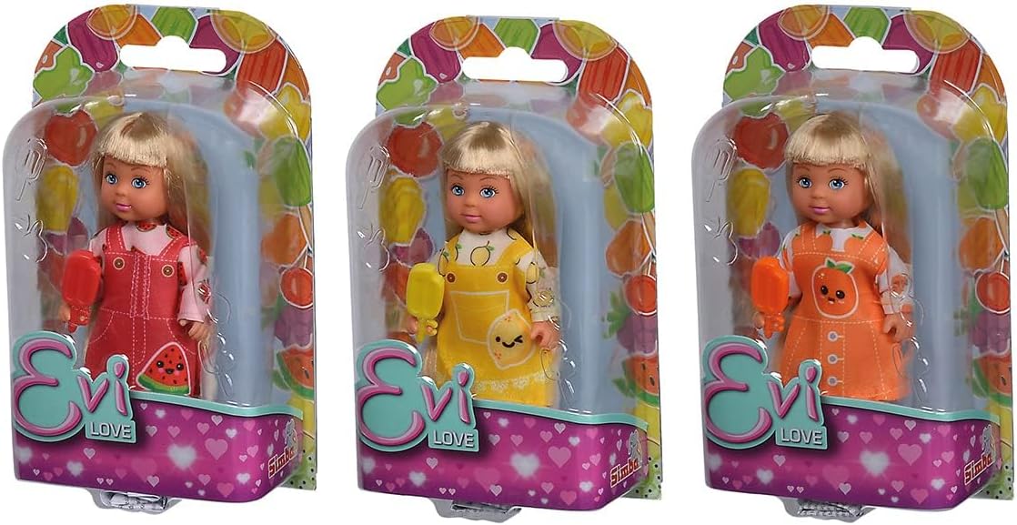 Simba Evi Love Fruity Ice Mini Doll, Cute Dress with Matching Fruit Ice Cream, 12 cm Doll, Random Assortment, Collectible Toy, Kids Gift, Ages 3+