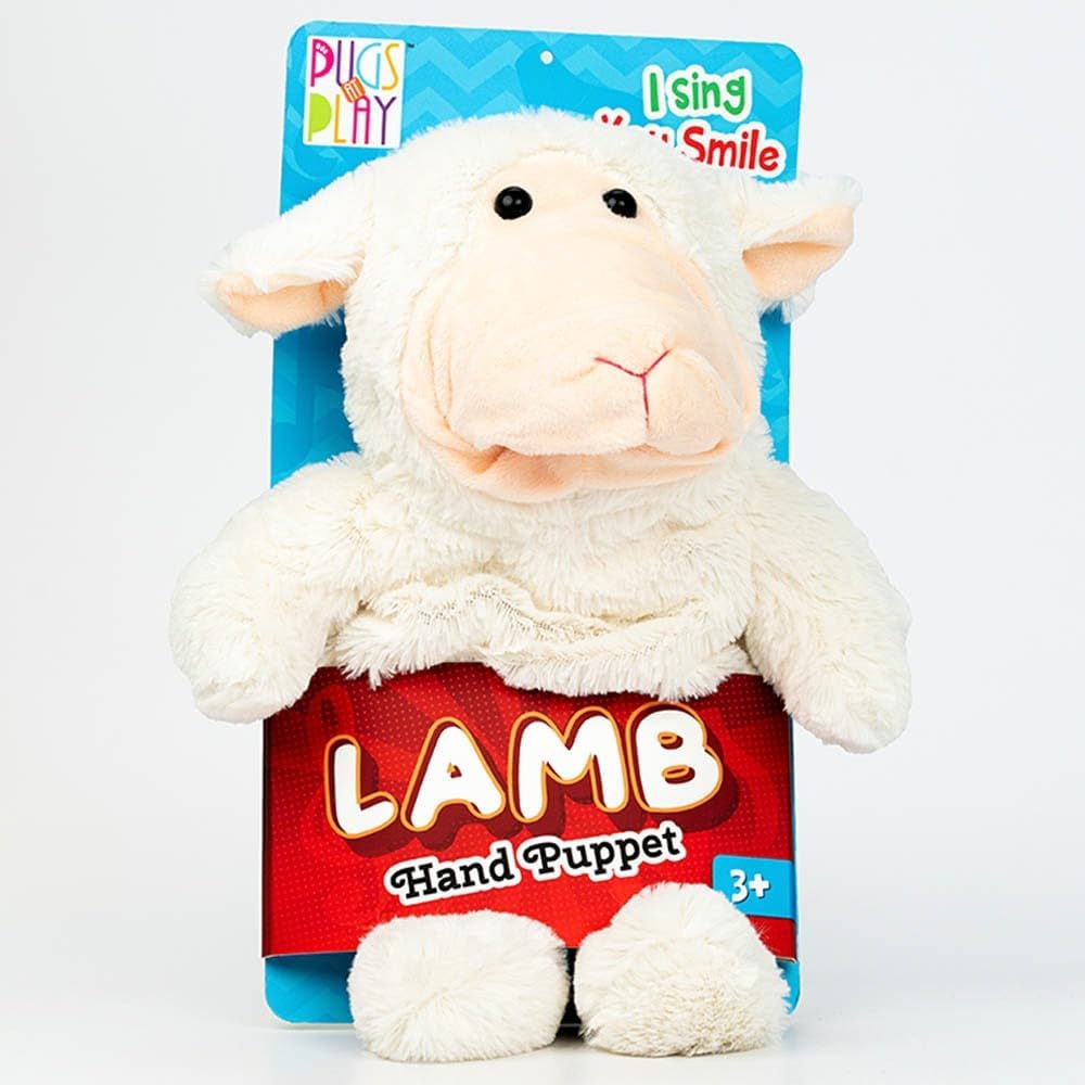 Pugs At Play Puppet Lamb, 12-Inch Soft Singing Puppet, Interactive Educational Toy for Kids 3+