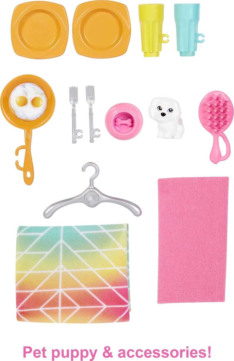 مجموعة لعب منزل باربي HCD48 الوردي اللطيف المكون من طابقين، تتضمن دمية وجراء وإكسسوارات، منزل أحلام باربي القابل للطي والمحمول للأطفال من سن 3 سنوات فما فوق