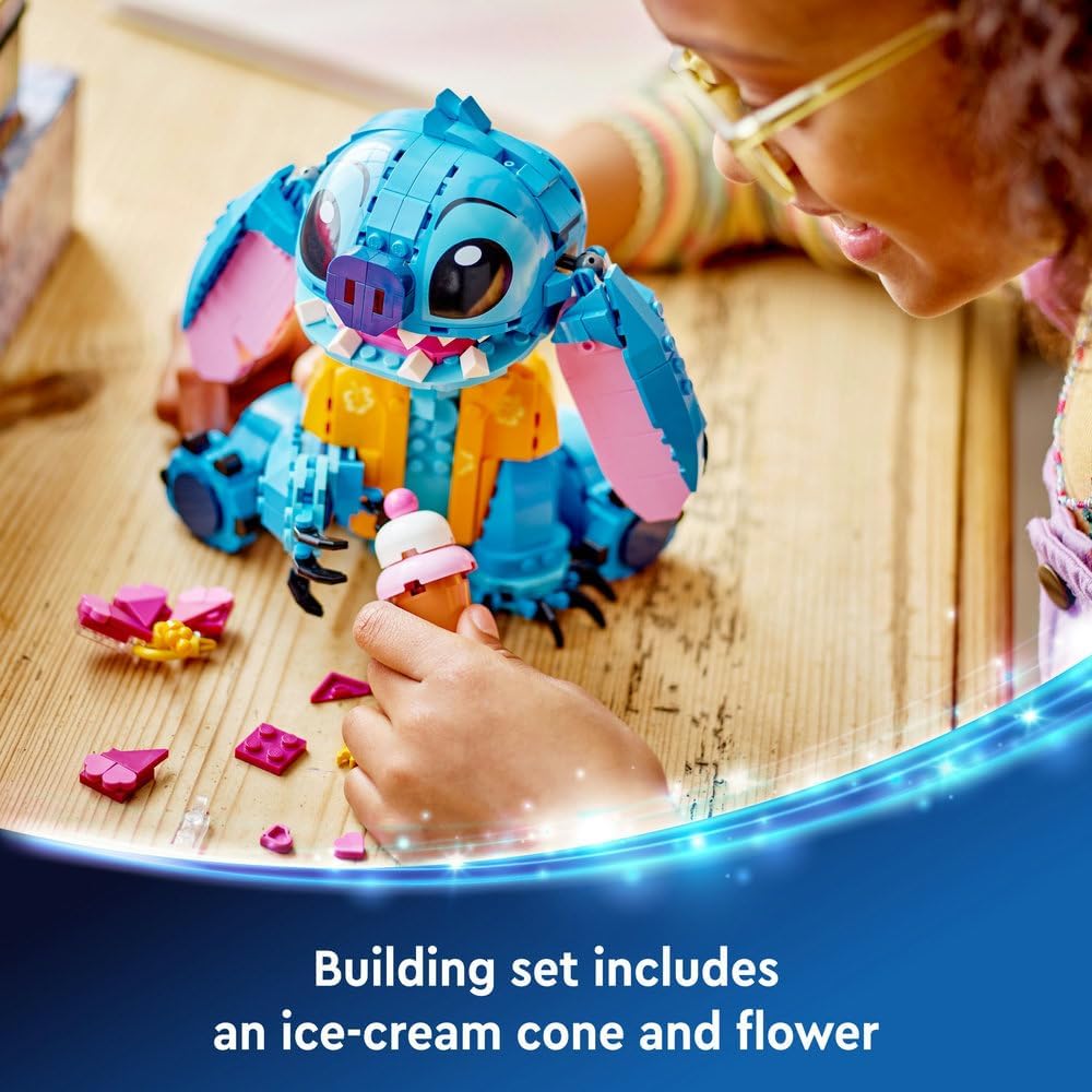 LEGO | Disney Stitch Toy - Play & Display Figure with an Ice-Cream Cone & Decorative Flower - Ramadan Gift for 9+ Year Old Girls, Boys & Lilo & Stitch Movie fans - 43249