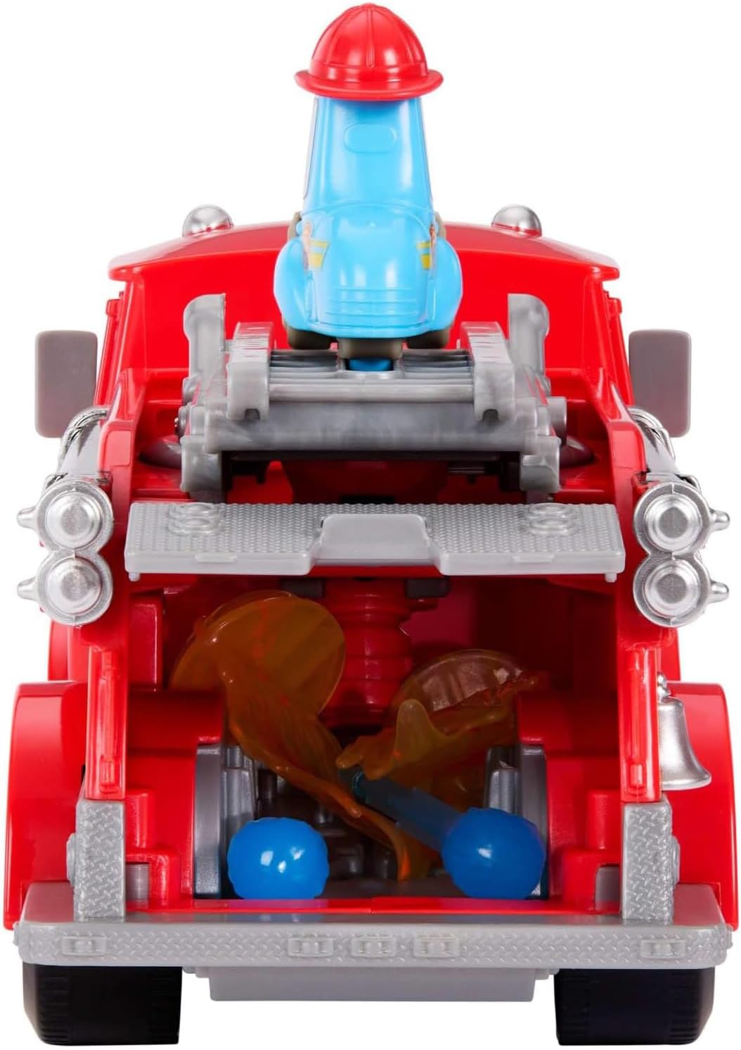 Mattel Disney and Pixar Cars Toy Firetruck, Radiator Springs Race & Rescue Fire Fighting Red & Guido, 2 Plastic Flame Targets & 2 Water Projectiles, JFL54