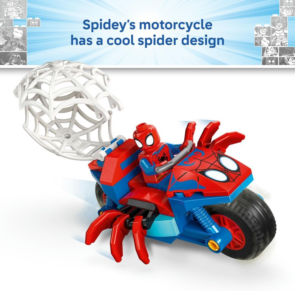 LEGO ǀ Marvel Spidey on his Motorcycle vs. Rhino - SuperHero Toy w/a Motorbike & 2 Minifigures - Gift for 4+ Year Old Boys and Fans of the Spidey and his Amazing Friends Show - 11206