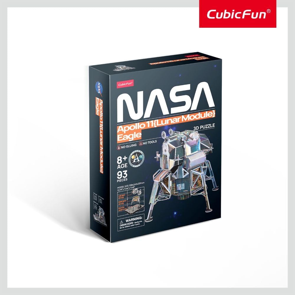 Cubic Fun 3D Puzzle NASA Apollo 11(Lunar Module) Eagle 93 Pieces, For 8 Years+
