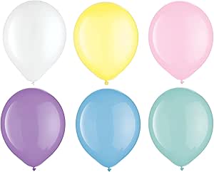 Amscan Birthday Party Favor Pearlized Latex Balloons, 12", Multi Color
