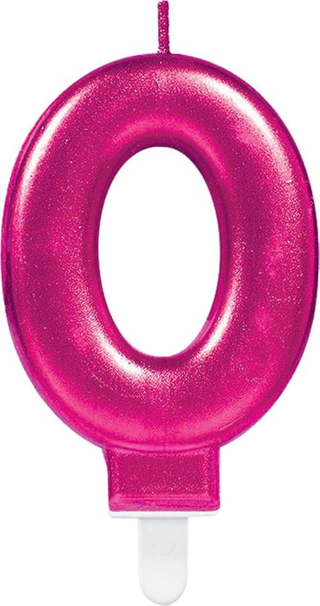 Amscan 9901782 Number Candle #0 Metallic Pink-1 Pc