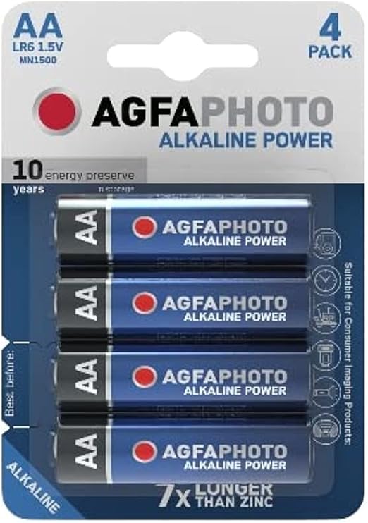 AGFAPHOTO Alkaline Long Lasting Power LR06 AA Pack of 4 Batteries