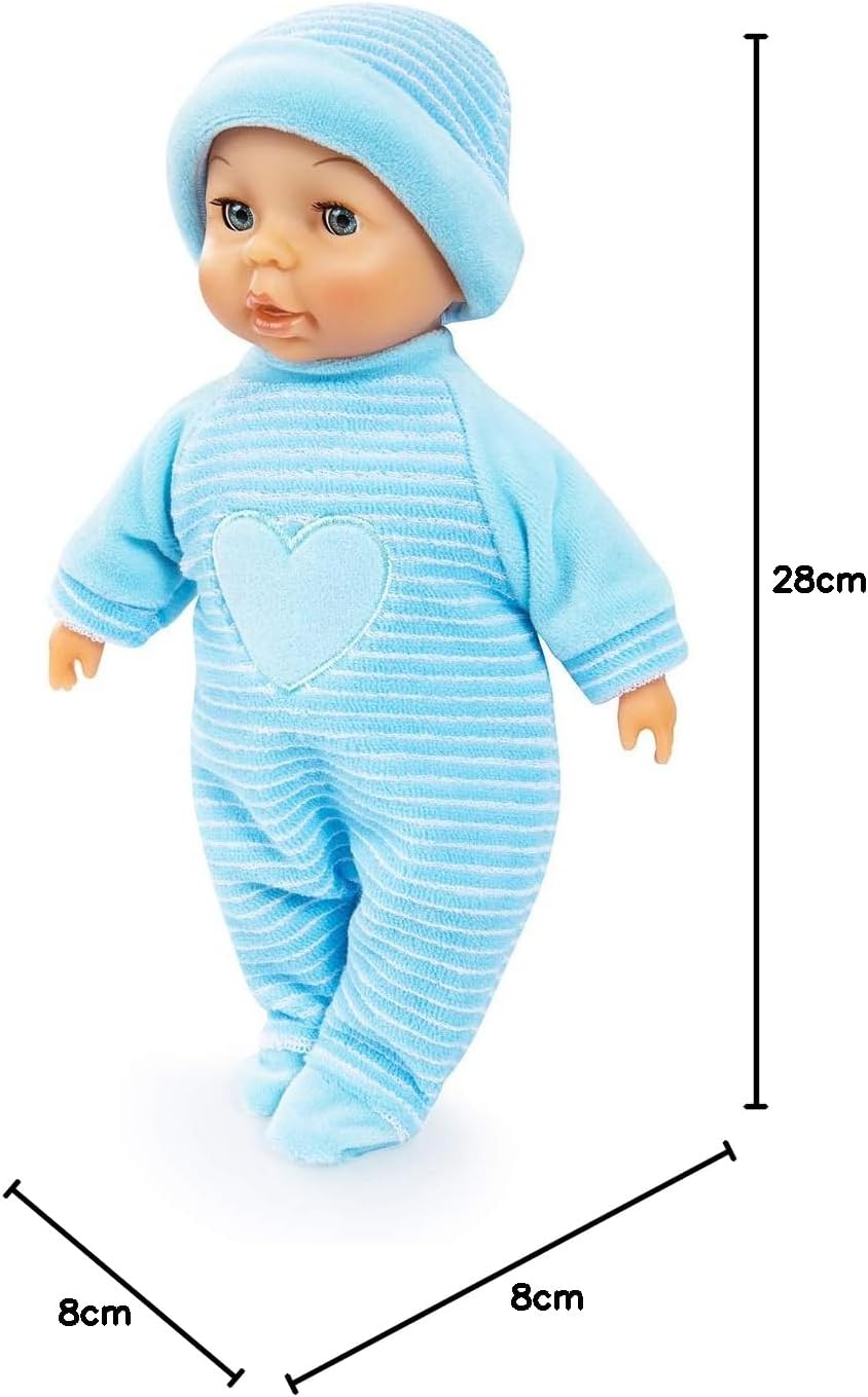 Bayer My First Blue Baby Doll 28cm Soft Body with Sleep-Closing Eyes, Cuddly Role Play Doll for Toddlers, 10M+ Months