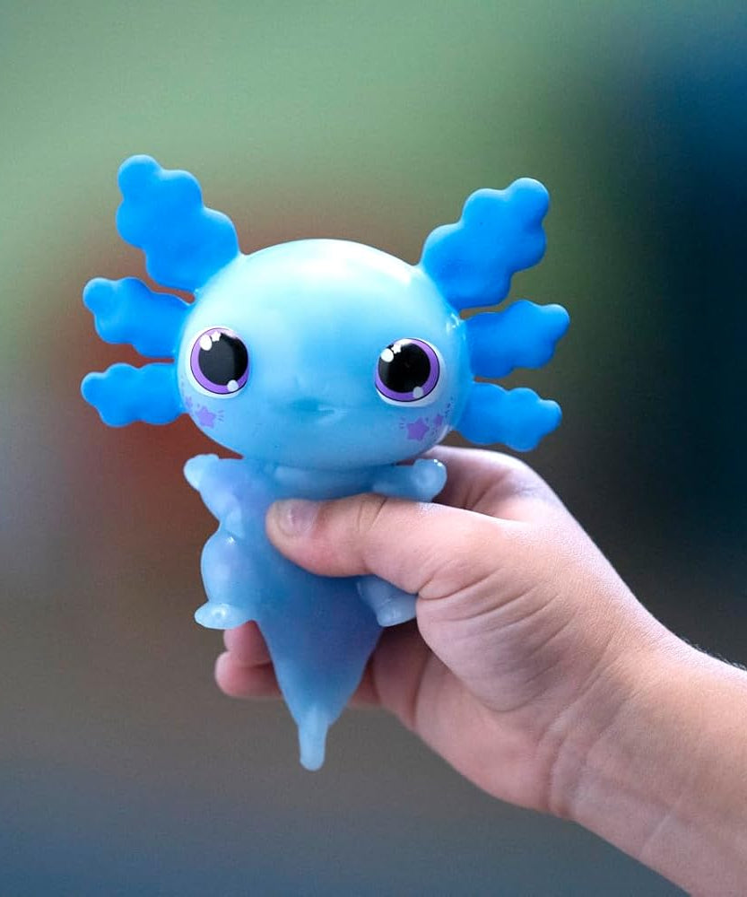 لعبة جالوت أنيماجيك، ليتس جلو أكسولوتل أزرق، حيوان أليف مضيء تفاعلي مع تأثير متوهج ومخالب قابلة للتمدد، لعبة حسية تعمل بالماء، مناسبة للأعمار من 4 سنوات فما فوق، شخصيات ألعاب تفاعلية من القطيفة