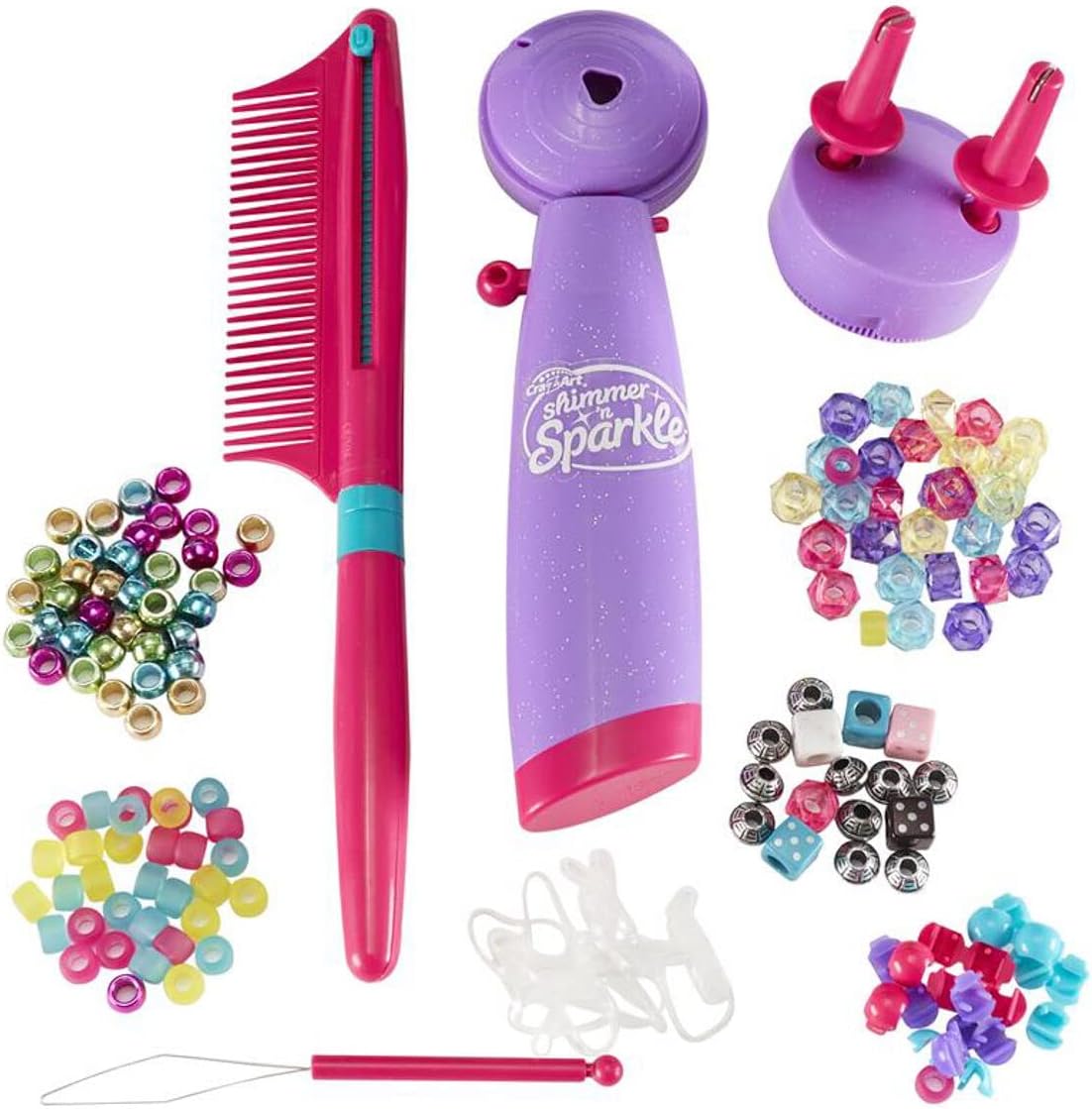 Cra-Z-Art Shimmer N Sparkle Deluxe Styler Braid, Bead & Twist, Hair Braiding Machine for Kids, Hair Styler Twister Toy, Fashion Threads & Accessories for Girls Long Hairs, Ages 8 Year & Up - 65576