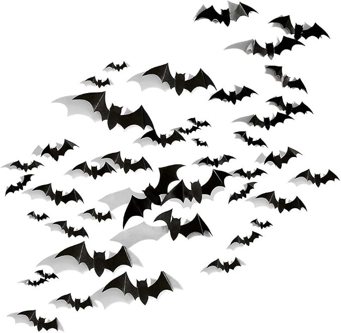 Amscan 191346 Bat Cutouts-18cm-18cm | Black | 50 Pcs. Cutouts, Multicolor