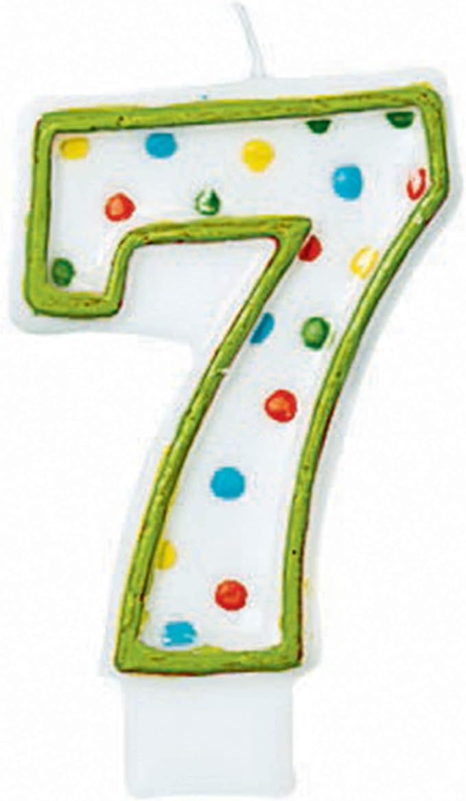 amscan Polka Dots #7 Molded Candle - 3", 1 Pc