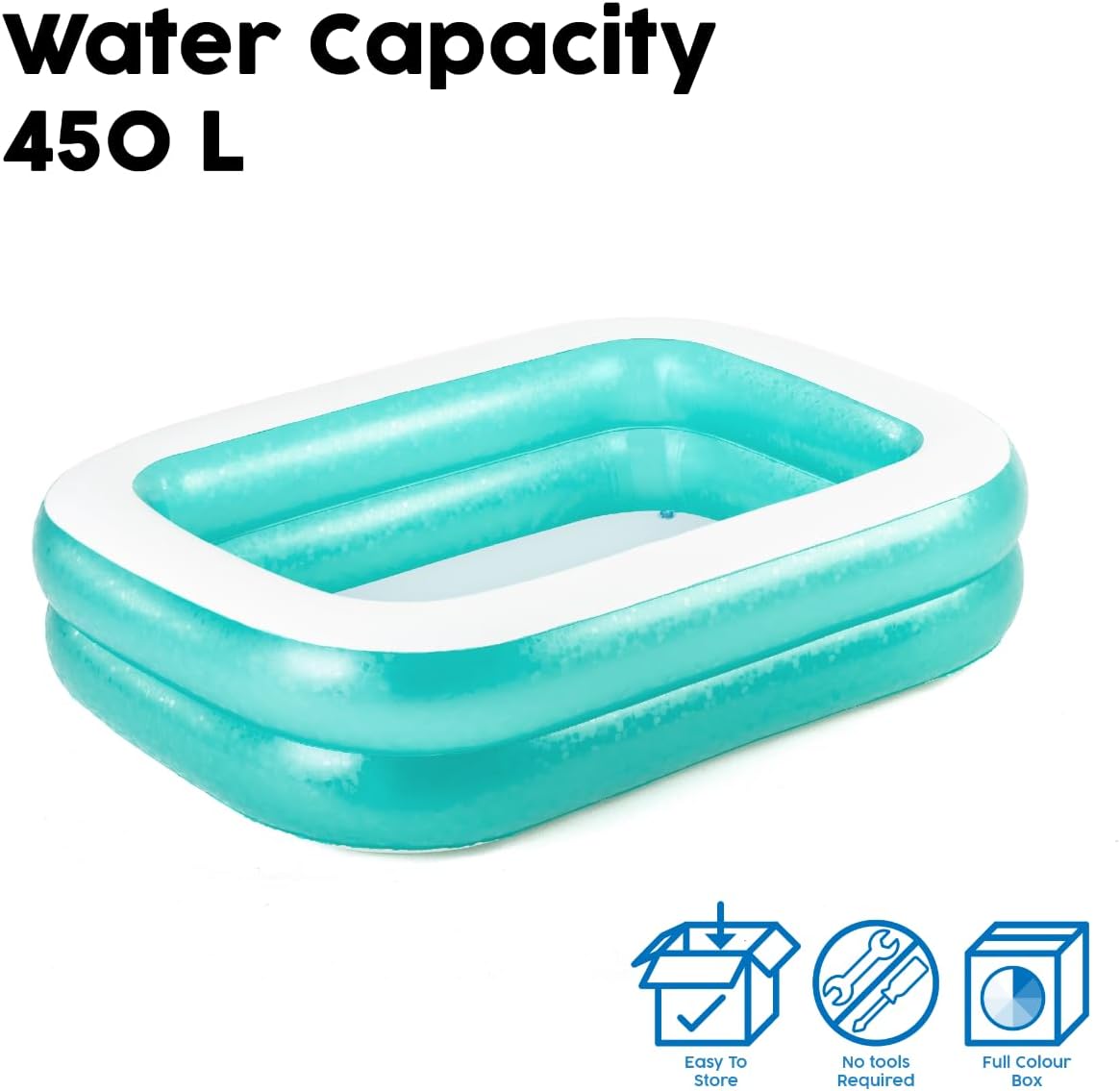 Bestway Rectangular Inflatable Family Pool - 79 inch, Blue,54005-BNFX16XX02