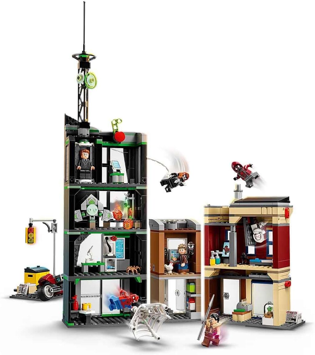 LEGO ǀ Marvel Spider-Man vs. Oscorp - Interactive Toy with a Motorbike, 8 Minifigures incl. Miles Morales & Green Goblin - Collectible Super Hero Gift for 10+ Year Old Boys & Fans - 76324
