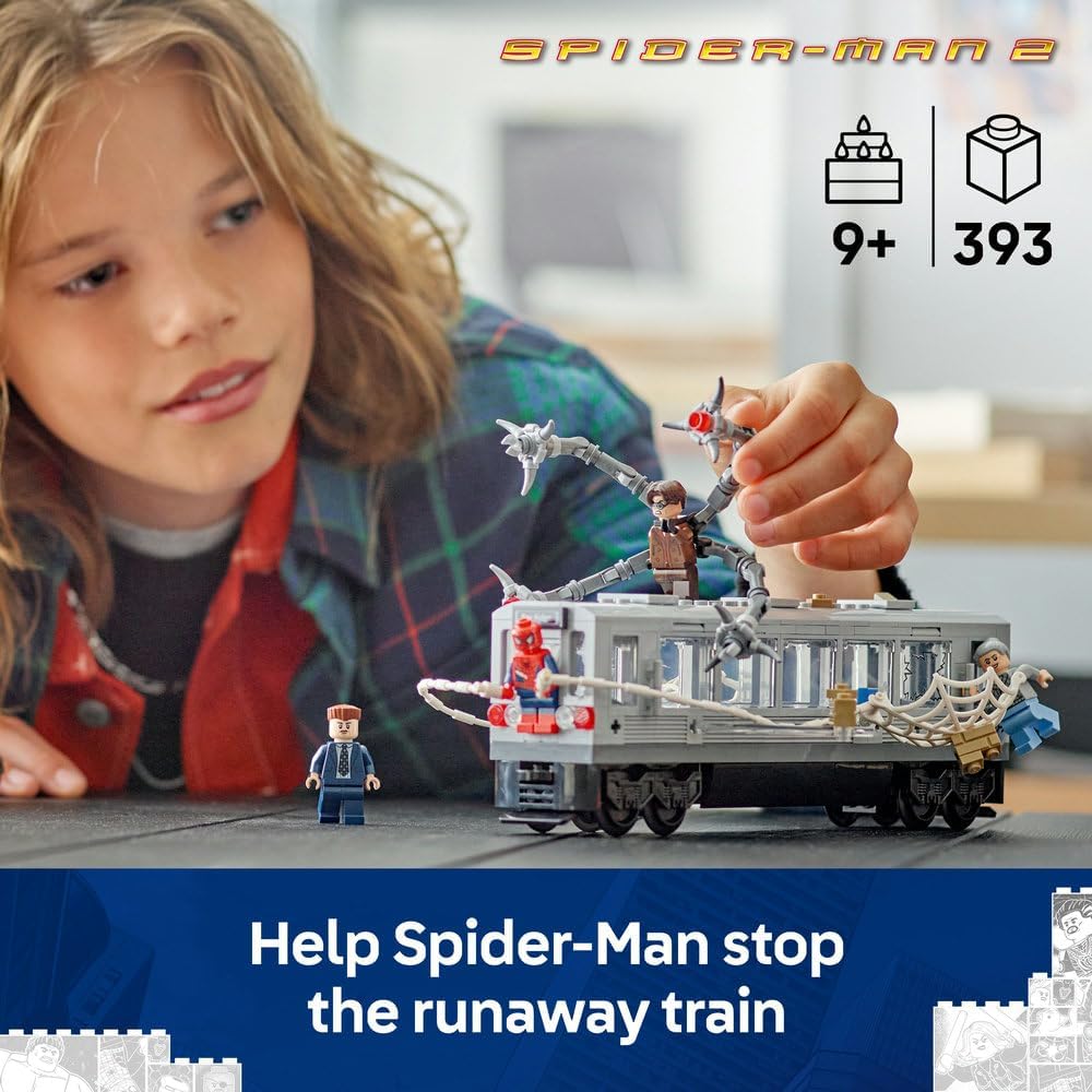 LEGO ǀ Marvel Spider-Man vs. Doc Ock Subway Train Scene - Play & Display Toy with 4 Minifigures - Collectible Super Hero Gift for 9+ Year Old Boys & Movie Fans - 76321