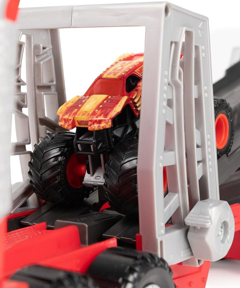 شاحنة Monster Jam 1:64 Launch N Go Hauler، شاحنة Monster RC مصبوبة، حفار قبور بمناسبة الذكرى الأربعين، منحدر حركات بهلوانية، مناسبة للأعمار من 3 سنوات فما فوق