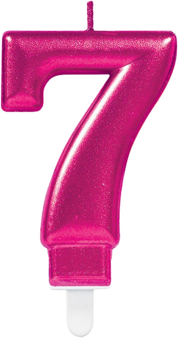 Amscan 9901789 Number Candle #7 Metallic Pink-1 Pc