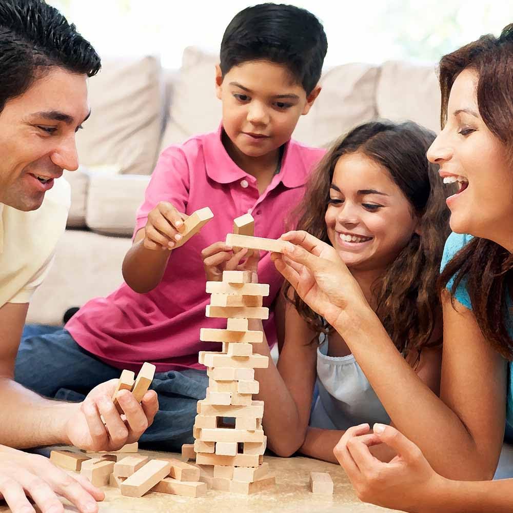 Ambassador Merchant Classic Wood Tumblin Tower, 48 Wood Blocks, Cardboard Insert, Gold Foil Gift Box, Multi Player, Family+