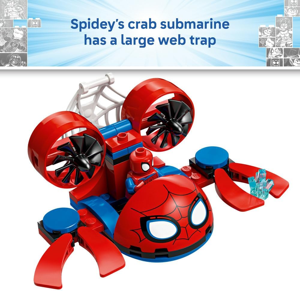 LEGO ǀ Marvel Spidey: Underwater Vehicles - SuperHero Toy w/ 3 Submarines & 3 Minifigures - Gift for 4+ Year Old Boys and Fans of the Spidey and his Amazing Friends Show - 11207