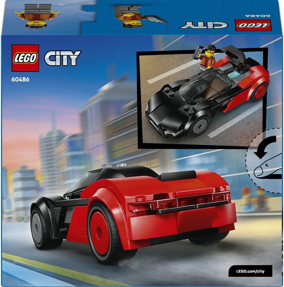 LEGO City EV Supercar Toy - Race Car Model Kit w/a Driver Minifigure - Fine Motor Skills Building Set - Small Birthday Gift Idea for 5+ Year Old Boys - 60486
