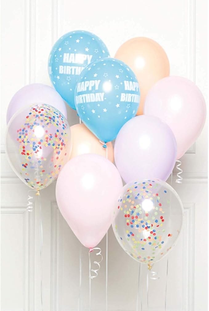 amscan Happy Birthday Pastel Balloons DIY Kit - 10 Pcs