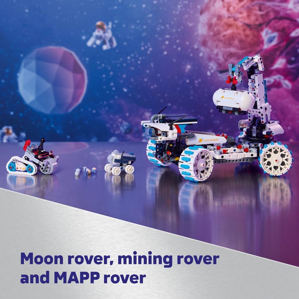 LEGO Technic Lunar Outpost Moon Rover Space Vehicle - Interactive STEM Toy with a Crane & Solar Panels - Robot Model - Birthday Gift for 10+ Year Old Boys & Girls - 42211