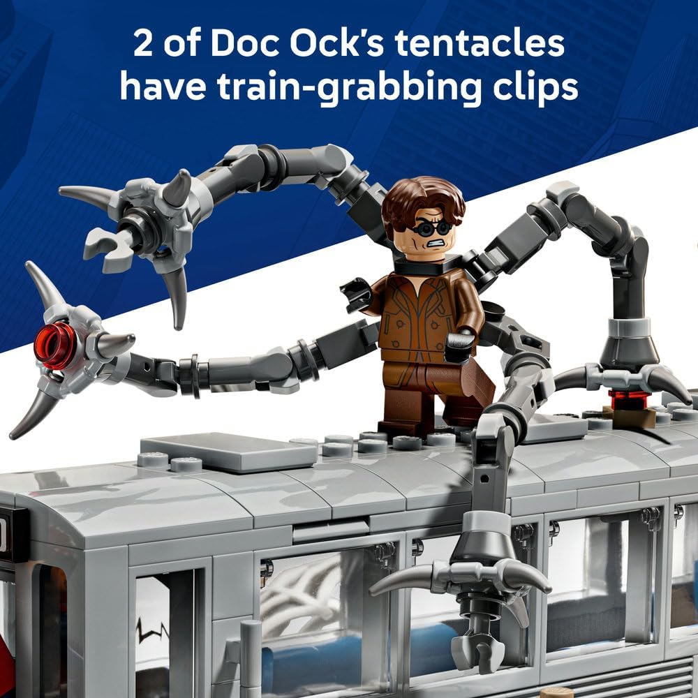 LEGO ǀ Marvel Spider-Man vs. Doc Ock Subway Train Scene - Play & Display Toy with 4 Minifigures - Collectible Super Hero Gift for 9+ Year Old Boys & Movie Fans - 76321