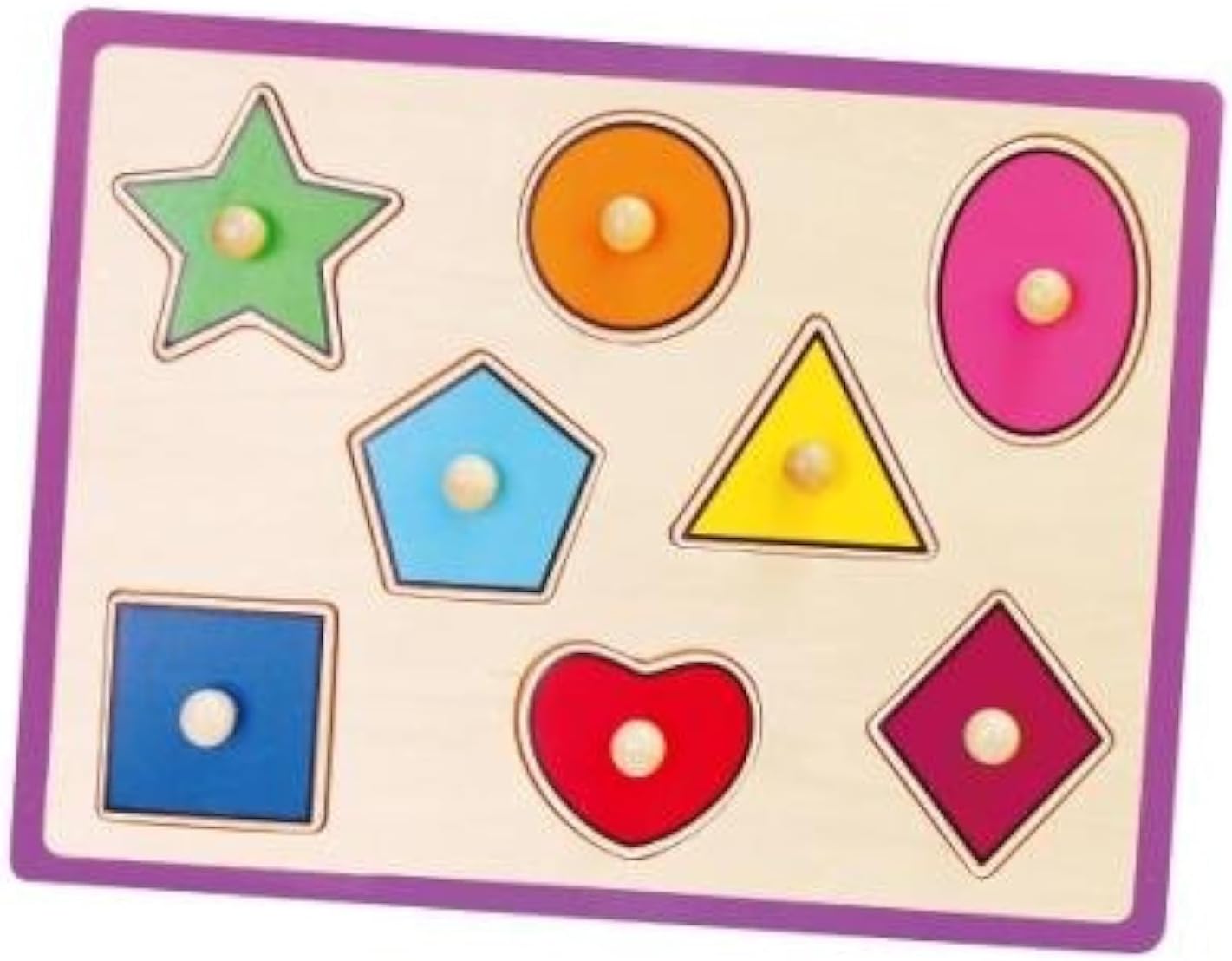 أشكال فيجا، أحجية بمقابض من 8 قطع، لعبة مونتيسوري الخشبية، تنمي المهارات الحسية والإدراكية والحركية الدقيقة، لعبة تعليمية للأطفال غير سامة وصديقة للبيئة، مناسبة للأولاد والبنات من سن 18 شهرًا فما فوق