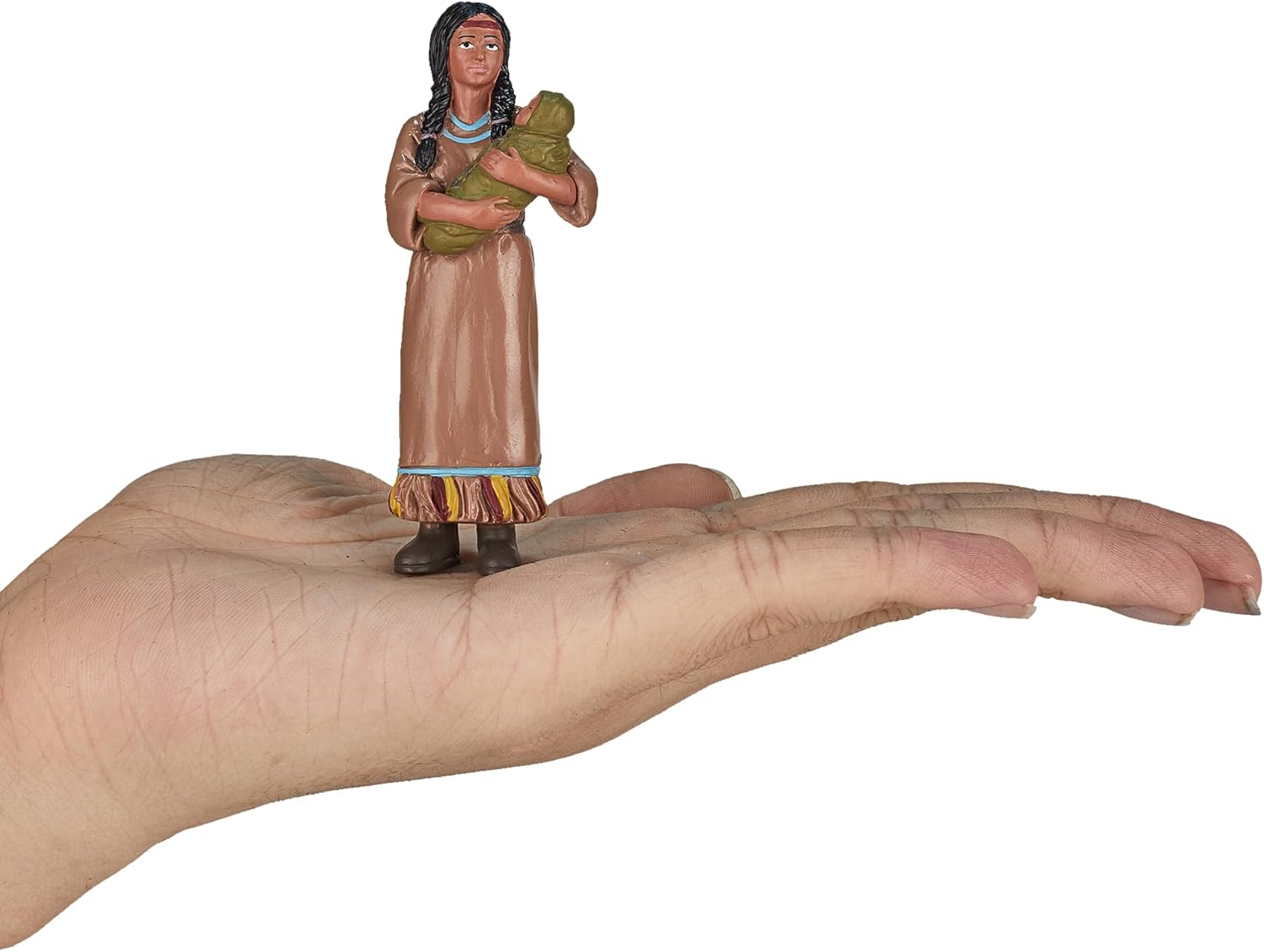 MOJO Native American Mother and Baby Figurine, Hand-Painted Historical Toy Figure, History Collection, Educational Collectible Model, Ages 3+