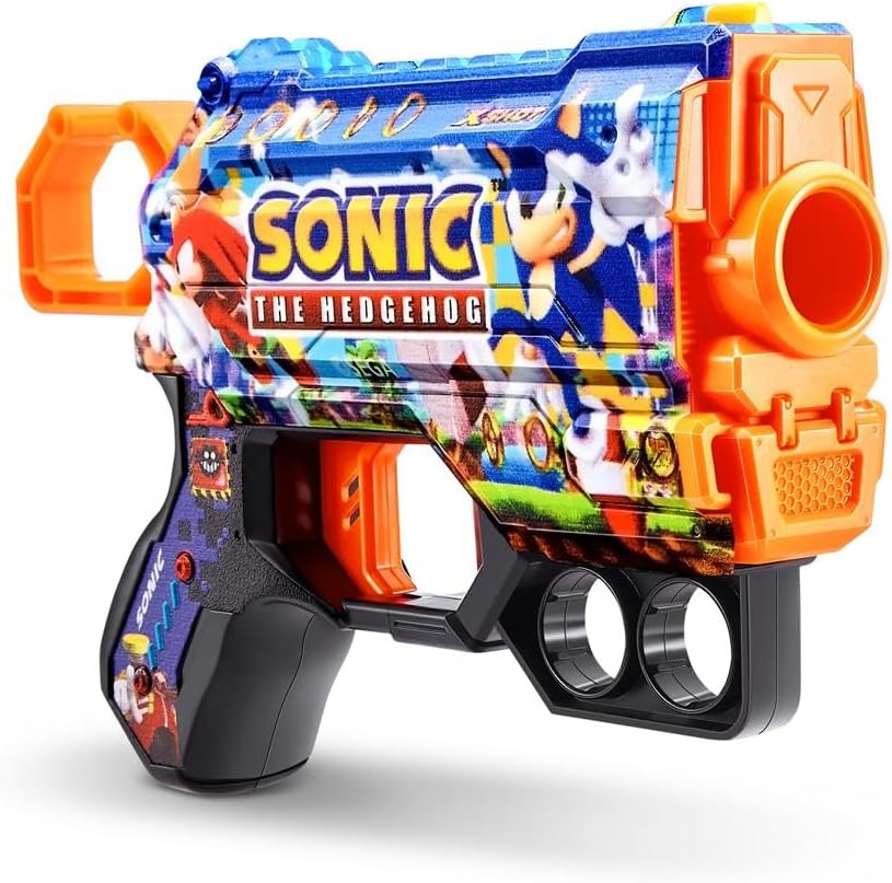 مسدس سهام كانديد إكس-شوت سكينز ميناس، تصميم سونيك القنفذ، 8 سهام إسفنجية، مدى 27 مترًا، متعدد الألوان، للأعمار من 18 شهرًا فأكثر