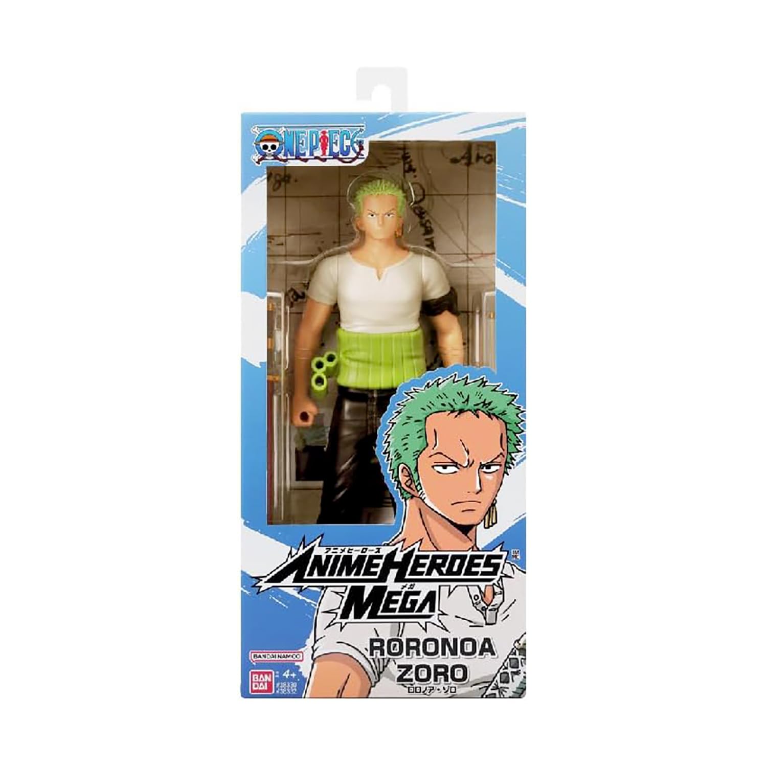 Bandai - Anime Heroes - One Piece - Mega Roronoa Zoro, 17cm Action Figure, Highly Details Articulated Figurine, Collectible, 4 Years+
