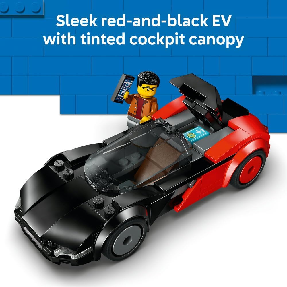 LEGO City EV Supercar Toy - Race Car Model Kit w/a Driver Minifigure - Fine Motor Skills Building Set - Small Birthday Gift Idea for 5+ Year Old Boys - 60486