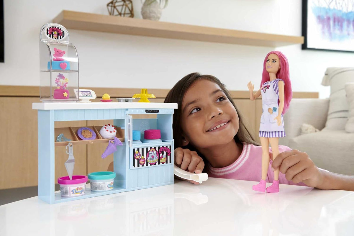 Barbie Bakery Playset With 12 In Petite Doll, Pink Hair, Bakery Station, Cake Making Feature & 20+ Realistic Play Pieces, 3 & Up