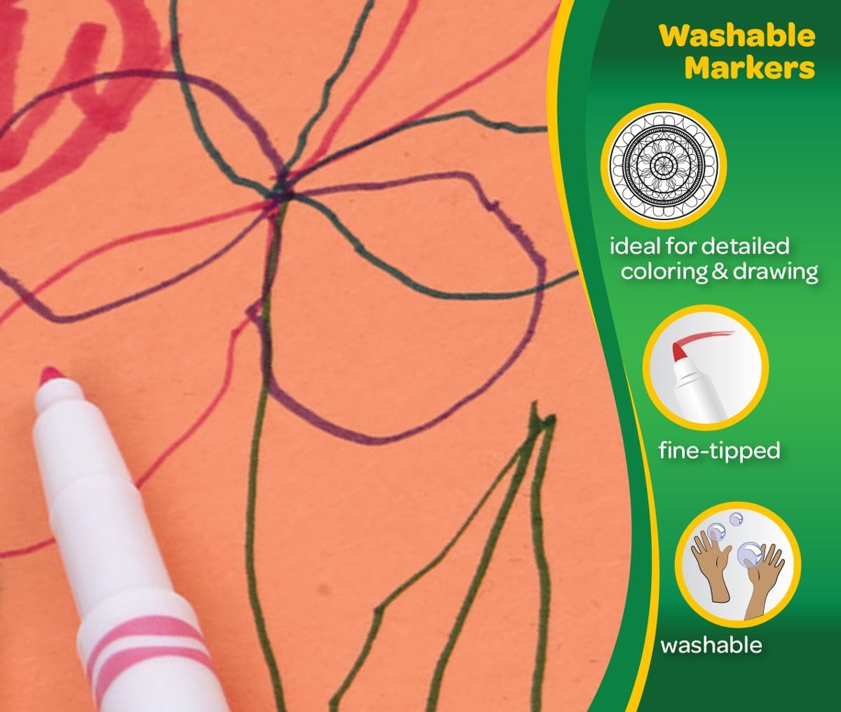 Crayola Ultra Clean Washable Markers, Fine Line Marker Set, Gift For Kids, 40 Count