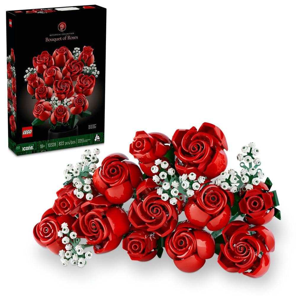 LEGO Icons Bouquet of Roses 10328 Building Blocks Toy Set Flowers Botanical Collection (822 Pieces)