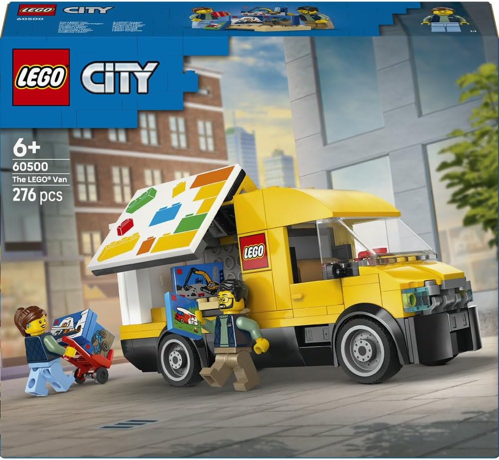LEGO City The LEGO Van Toy - Delivery Truck Model Building Kit w/ 2 Minifigures, Trolley & Accessories - Birthday Gift Idea for 6+ Year Old Boys - 60500