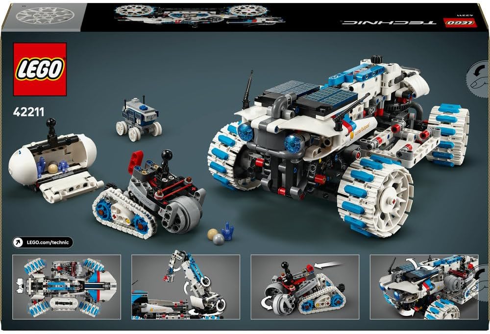 LEGO Technic Lunar Outpost Moon Rover Space Vehicle - Interactive STEM Toy with a Crane & Solar Panels - Robot Model - Birthday Gift for 10+ Year Old Boys & Girls - 42211