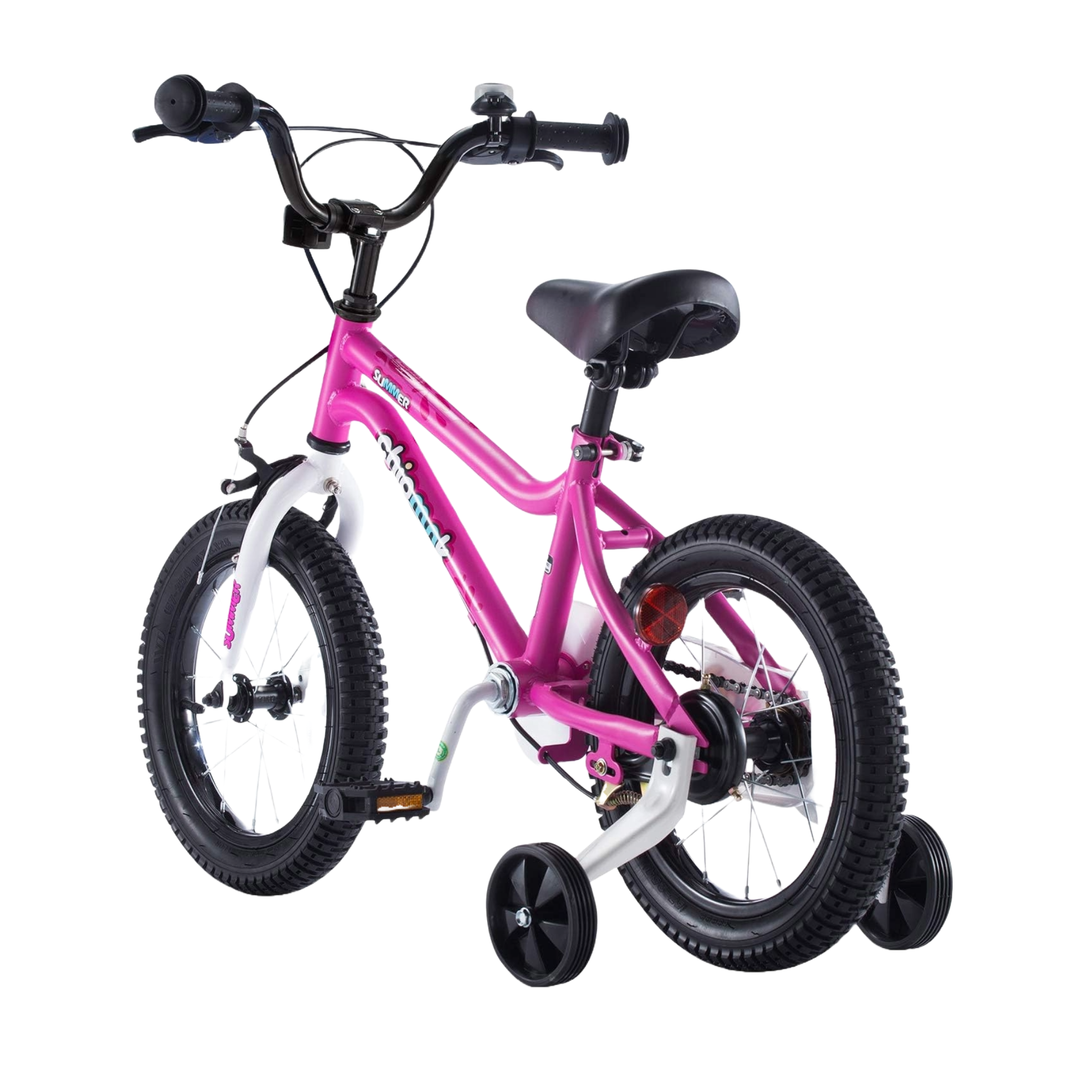 Chipmunk MK 14 Inch Bicycle with Lightweight Steel Frame, Adjustable Seat and Handle, Front + Rear Brakes, 95% Pre-Assembled Kid's Bikes with Training Wheels for Children 3-6 Years Old, Pink