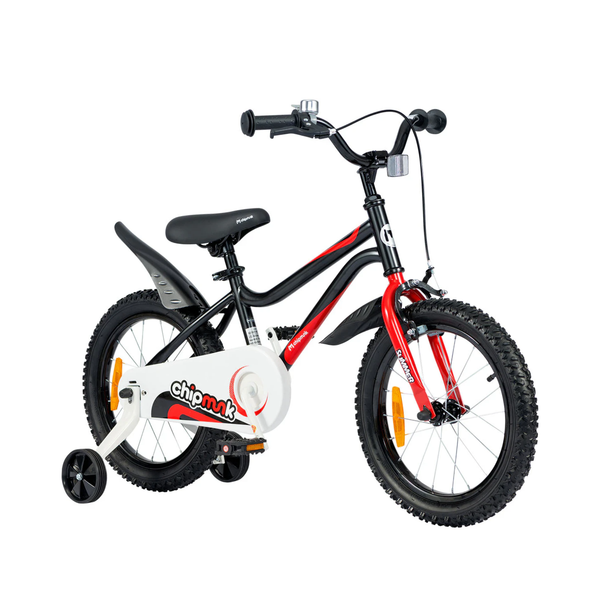 Chipmunk MK 16 Inch Bicycle with Lightweight Steel Frame, Adjustable Seat and Handle, Front + Rear Brakes, 95% Pre-Assembled Kid's Bikes with Training Wheels for Children 4-7 Years Old, Black